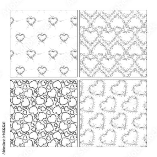Seamless set of patterns with a transparent background. A repeatable background with a heart-shape quilted pattern. 