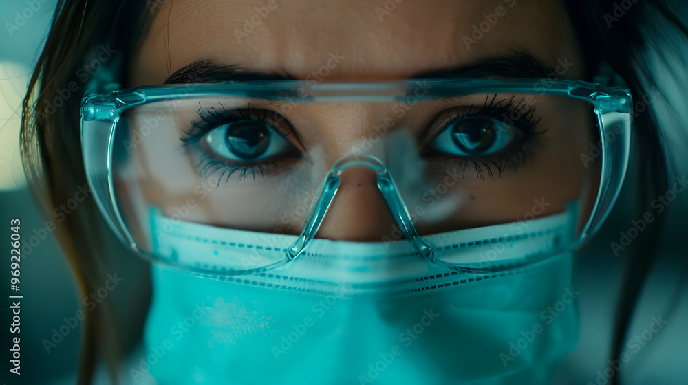 Test Tube Mask And Female Scientist For Innovation Test Tube Mask And Female Scientist For Innovation