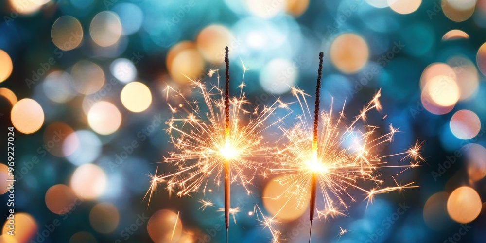 Fototapeta premium Lights celebration background fireworks.