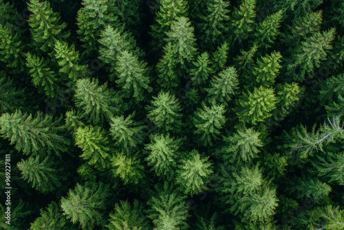 Dense green trees filled up the frame for background, 