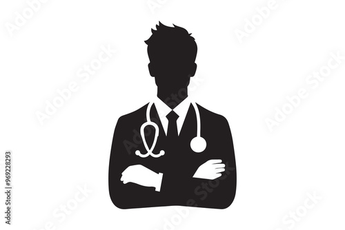 doctor avatar, doctor vector silhouette illustration