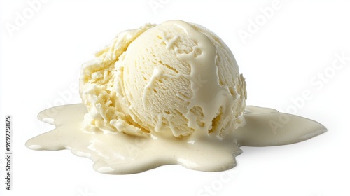 Deliciously Melting Vanilla Ice Cream Scoop in a Smooth and Creamy Treat photo