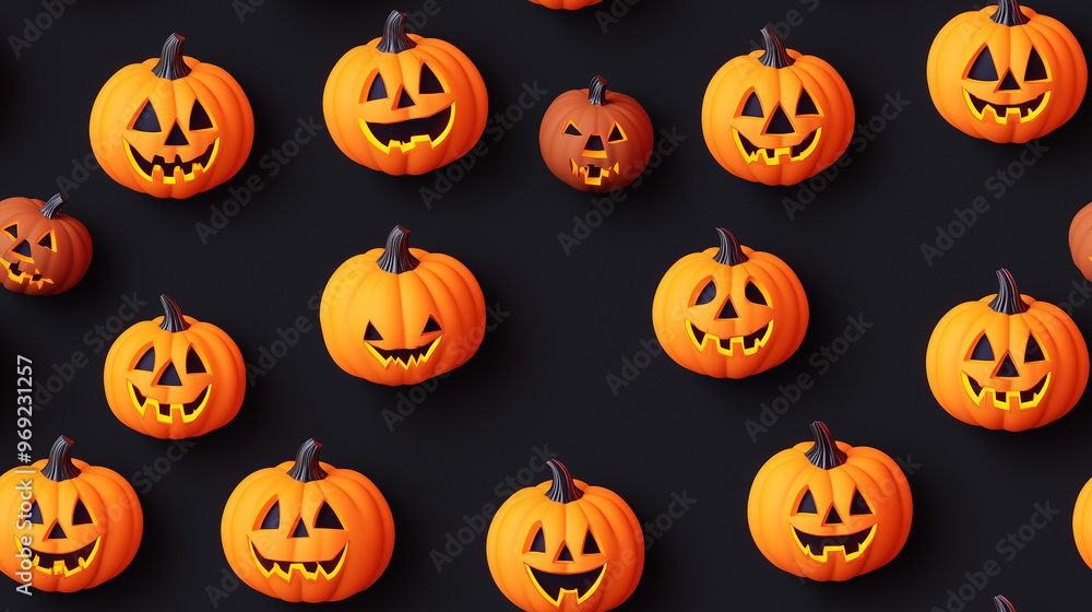 full frame stack of Halloween pumpkins with glowing candles seamless full frame stack of Halloween pumpkins with glowing candles seamless