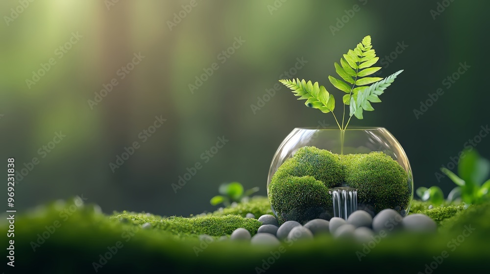 Woodland forest terrarium with tiny plants Woodland forest terrarium with tiny plants