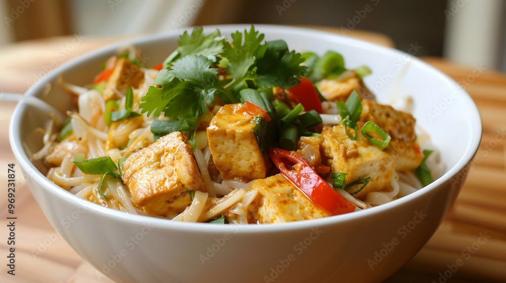 Thai Coconut Curry Noodles With Tofu. Thai Coconut Curry Noodles With Tofu.