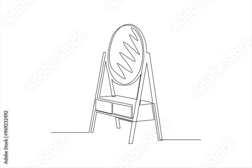 continuous line vector illustration of a sitting mirror