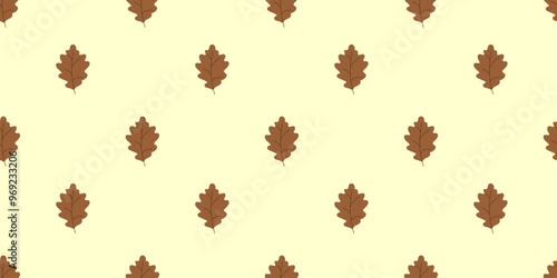 Autumn brown oak hand drawn Leaves minimalist Seamless Pattern. isolated on white background. Simple cute wallpaper for posters card print