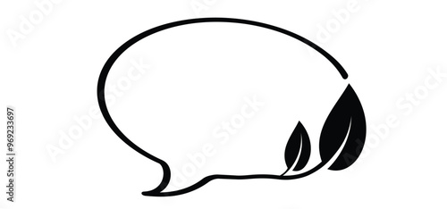 Speech bubble talk expression with leaf, text balloons.
