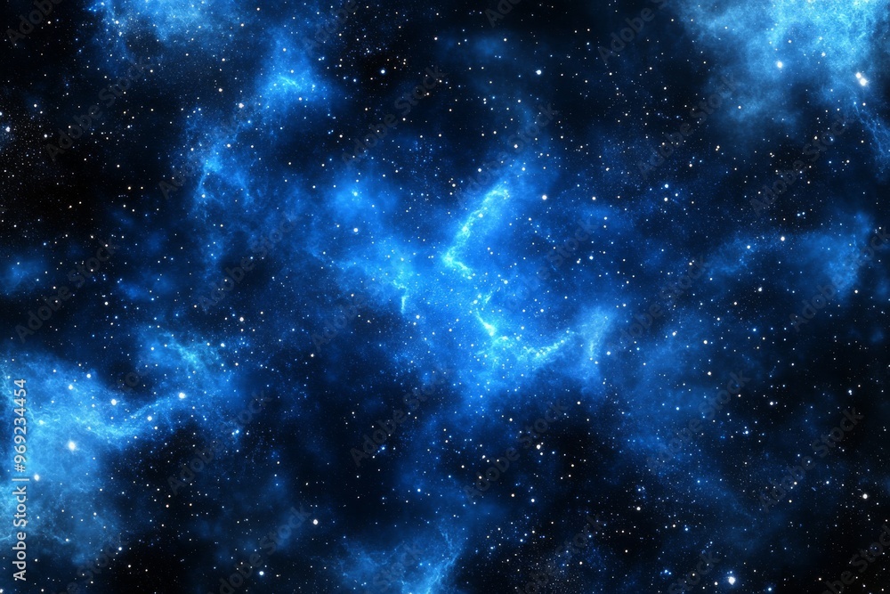 Fototapeta premium Cosmic Nebula in Blue Hues
