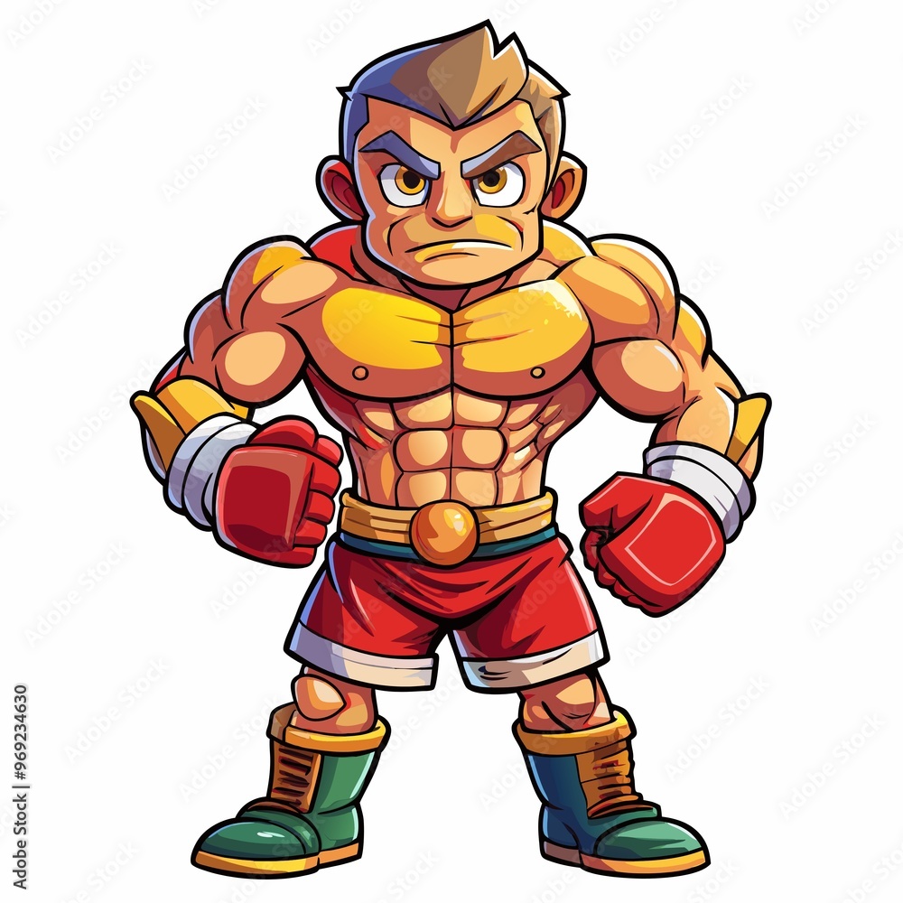 Boxer ready to fight on white background. cartoon type vector image illustration art Boxer ready to fight on white background. cartoon type vector image illustration art
