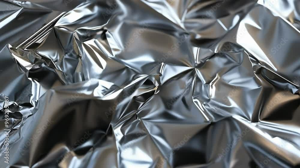 Crumpled silver metal with a smooth and shiny surface. Crumpled silver metal with a smooth and shiny surface.
