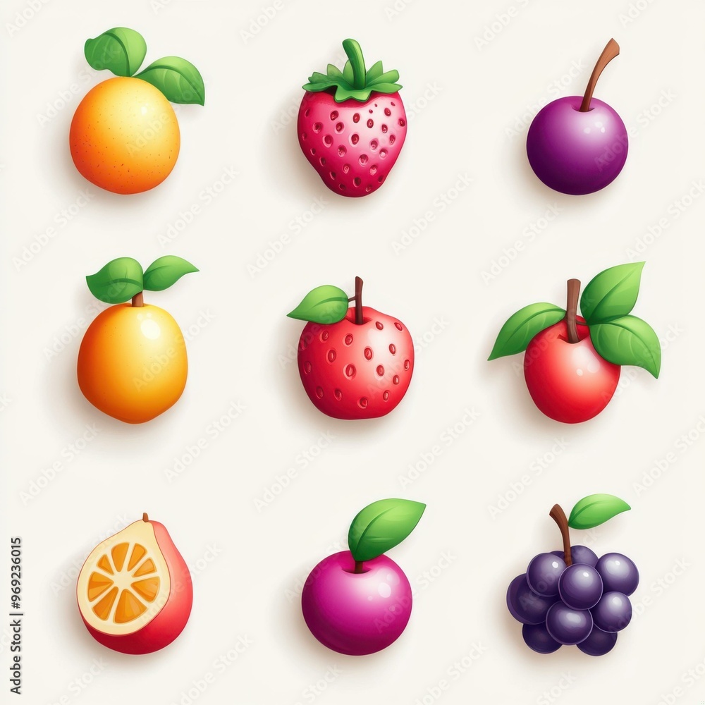 Vibrant Collection of Fresh Fruits in a Colorful Illustration for a Healthy Lifestyle Vibrant Collection of Fresh Fruits in a Colorful Illustration for a Healthy Lifestyle