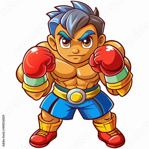 Boxer ready to fight on white background. cartoon type vector image illustration art