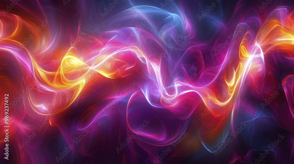Fototapeta premium Vibrant abstract digital composition with swirling neon colors creates mesmerizing effect
