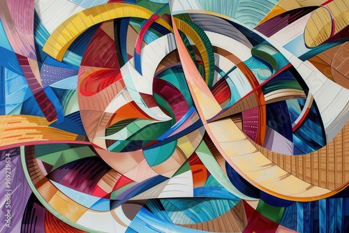 Vibrant Abstract Harmony, a dynamic interplay of swirling shapes and bold colors that evoke movement and energy, capturing the essence of modern artistic expression.