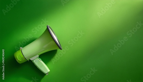 Megaphone, Green Color Promote to Eco Friendly Sustainable Energy Suitable for Web, Apps, Presentation, or Printable Meaning