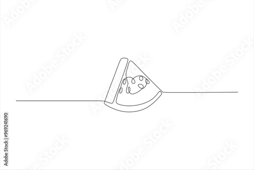 watermelon fruit continuous line vector illustration