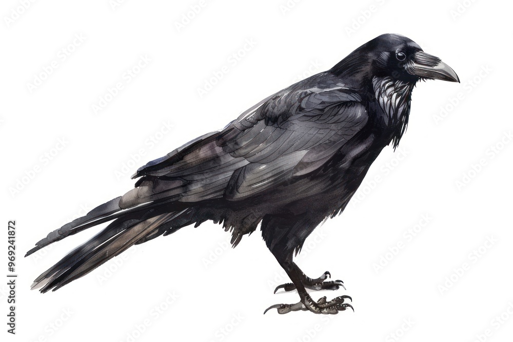 Obraz premium Watercolor dark academia sraven animal bird crow.