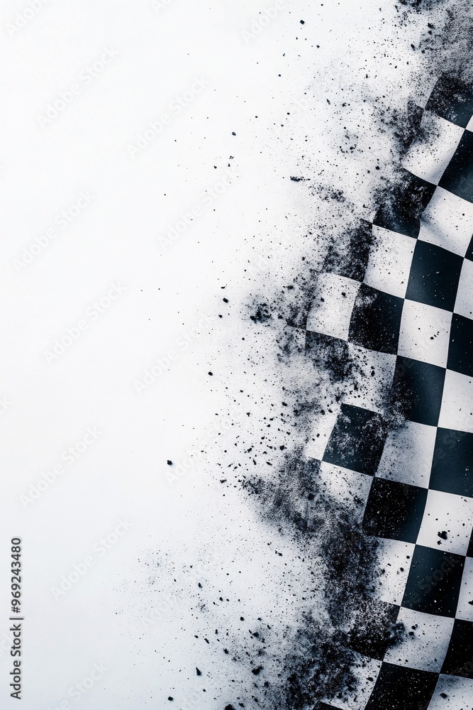 abstract checkered flag design with dust particles
