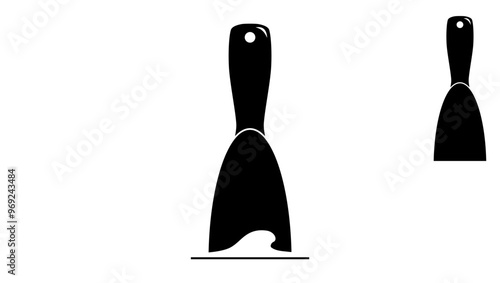 Putty knife emblem, black isolated silhouette