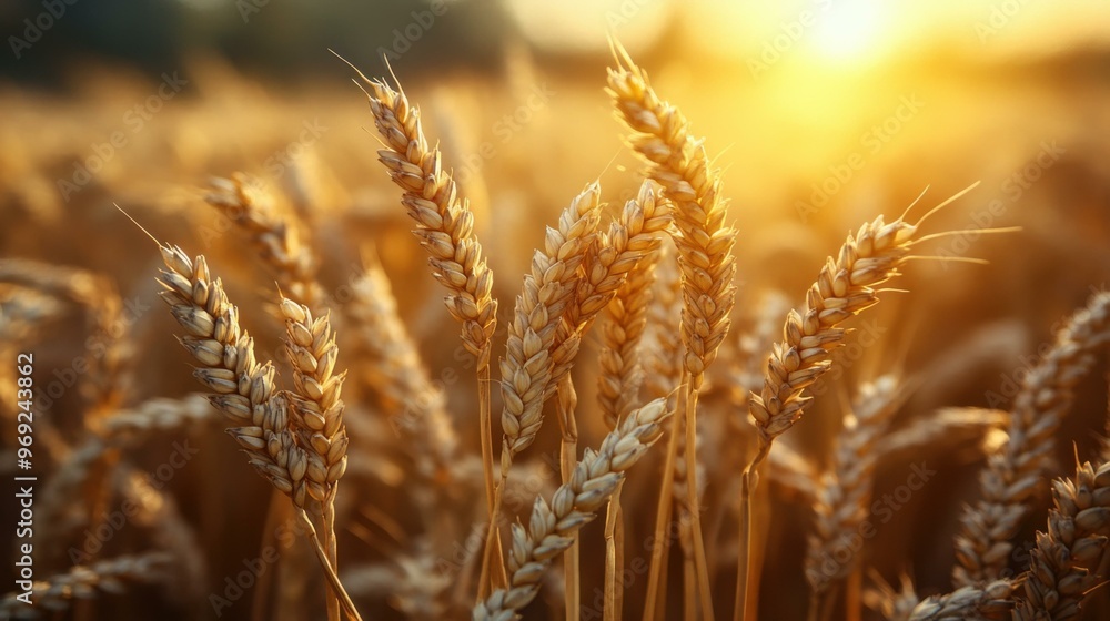 Golden Wheat Fields at Sunset: A Captivating Display of Nature's Bounty Golden Wheat Fields at Sunset: A Captivating Display of Nature's Bounty