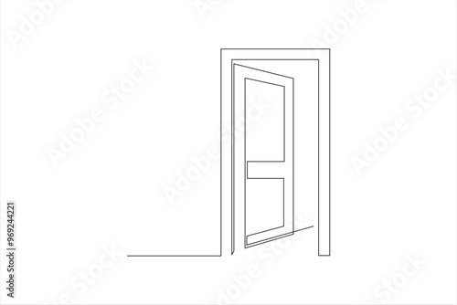 house door continuous line vector illustration