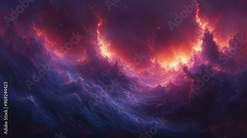 Breathtaking Celestial Landscape: A Vivid Representation of Cosmic Clouds and Ethereal Beauty