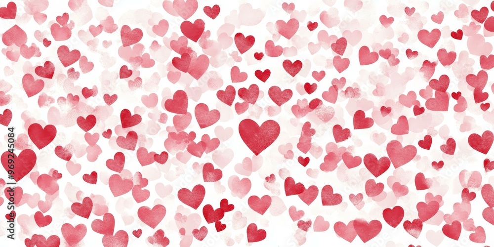 Red and pink hearts on a white background. Red and pink hearts on a white background.