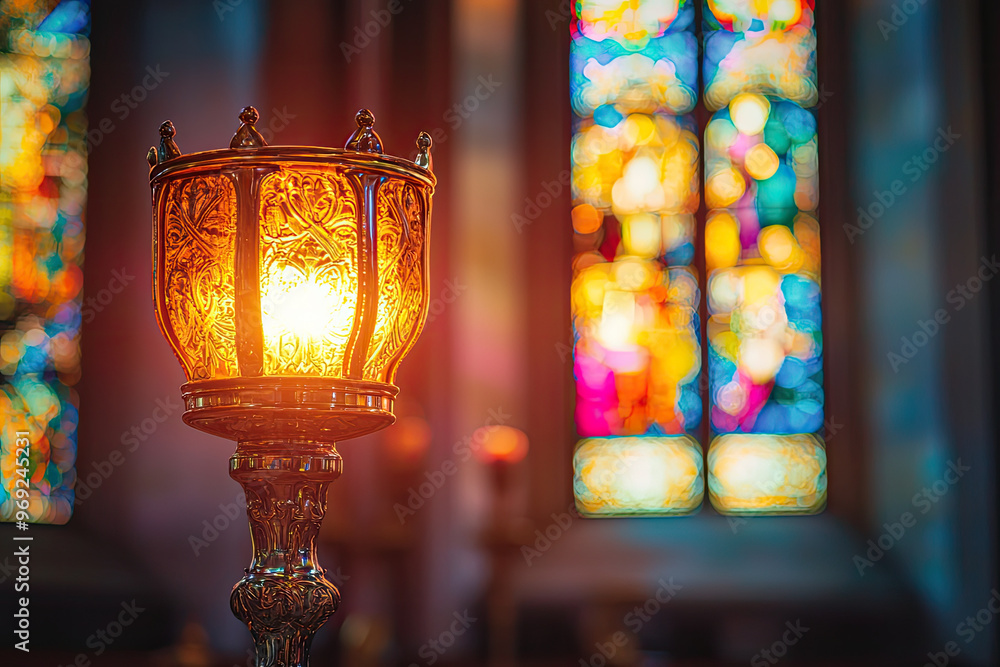 A stunning close up of church tabernacle illuminated by warm light, showcasing intricate details A stunning close up of church tabernacle illuminated by warm light, showcasing intricate details