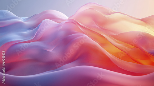 Soft pastel waves create serene and calming atmosphere in this abstract image