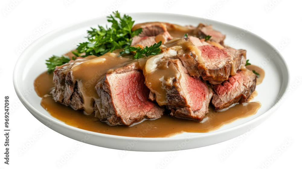 Succulent beef steak served with rich gravy and garnished with fresh parsley, creating mouthwatering dish perfect for any meal. Succulent beef steak served with rich gravy and garnished with fresh parsley, creating mouthwatering dish perfect for any meal.