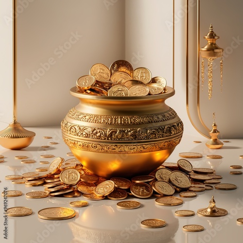 Dhanteras festival on background, Generative ai.