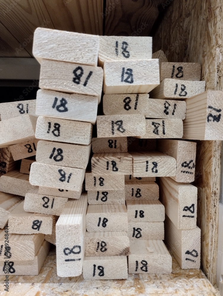 wooden bars and beams, lumber, hardware store, wooden rail