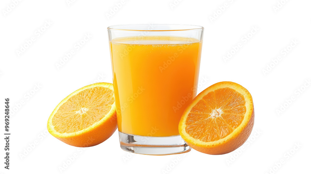 Fresh orange juice in glass with halved oranges beside it, showcasing vibrant colors and refreshing look. Perfect for healthy lifestyle or breakfast. Fresh orange juice in glass with halved oranges beside it, showcasing vibrant colors and refreshing look. Perfect for healthy lifestyle or breakfast.
