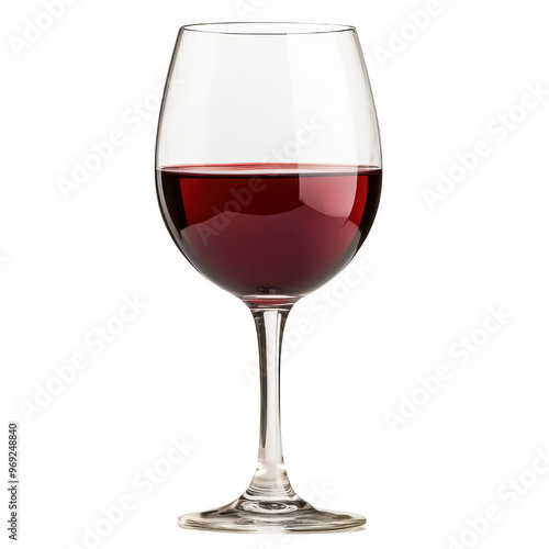 Foto A beautifully crafted wine glass filled with rich red wine, showcasing its elegant shape and deep color