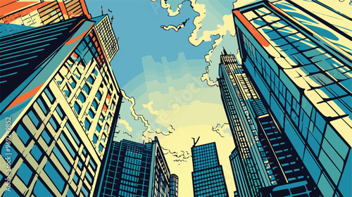 A City Buildings Cartoon Comic Book Style Background