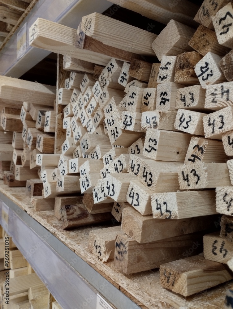 wooden bars and beams, lumber, hardware store, wooden rail