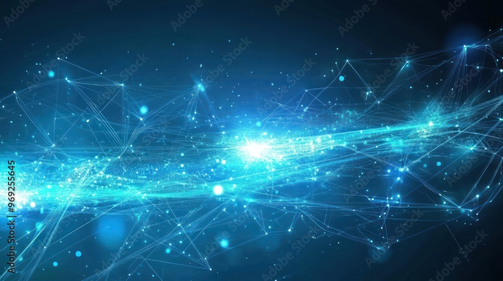 Abstract Digital Network with Glowing Lines and Points Abstract Digital Network with Glowing Lines and Points
