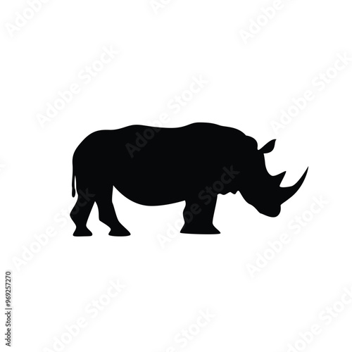 The silhouette of a rhinoceros. Original vector illustration in vintage style isolated on white background.