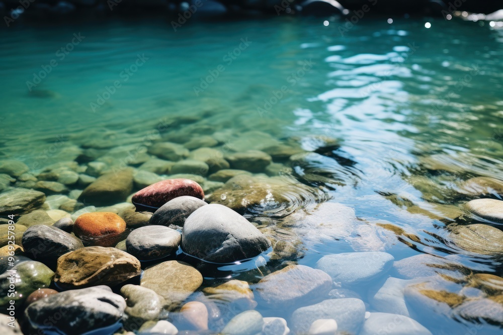 Pebbles and stones arranged in the water of a river pebble outdoors nature. Pebbles and stones arranged in the water of a river pebble outdoors nature.