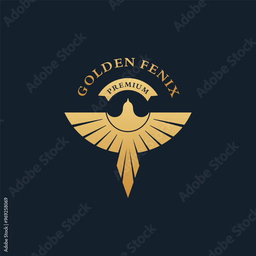 Golden Phoenix. A Fenix Bird Wingspan logo design
