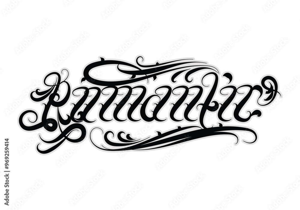 ROMANTIC hand lettering tattoo style design ROMANTIC hand lettering tattoo style design