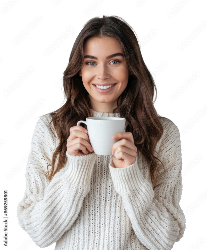 beautiful brunette woman enjoying hot tea isolated beautiful brunette woman enjoying hot tea isolated