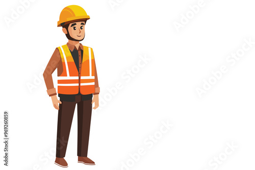 Vector illustration of a construction worker in safety gear, perfect for industrial and safety designs