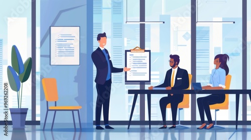 Wallpaper Mural Business Leader Presenting Certificate of Achievement to Employee in Corporate Setting Torontodigital.ca