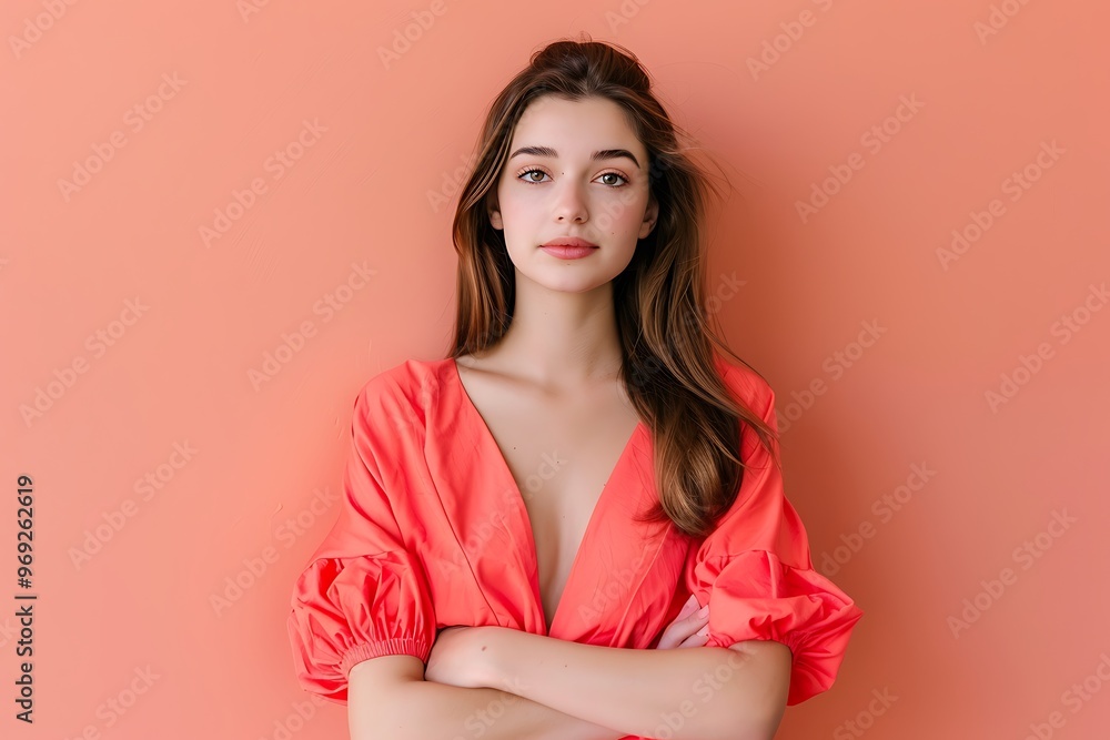 Woman Model Festive Look Party Dress, Plain Champagne Background, Portrait Shot, Full Body Shot, Celebration Attire Woman Model Festive Look Party Dress, Plain Champagne Background, Portrait Shot, Full Body Shot, Celebration Attire