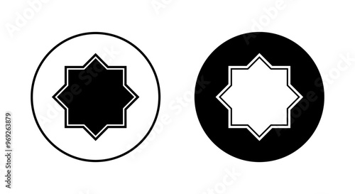 Islamic symbol of octagonal shape on black circle