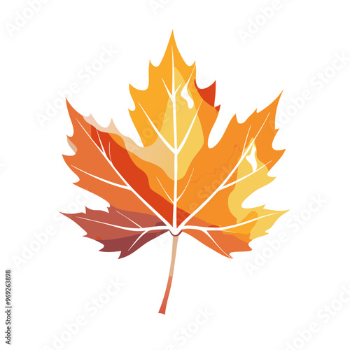 A vibrant, stylized maple leaf in shades of orange and yellow, symbolizing autumn's beauty.