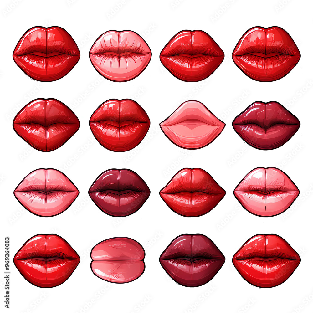 Beautiful lips set with different color lipsticks Beautiful lips set with different color lipsticks