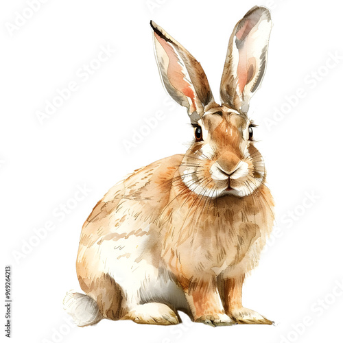watercolour rabbit cut out transparent isolated on white background PNG image